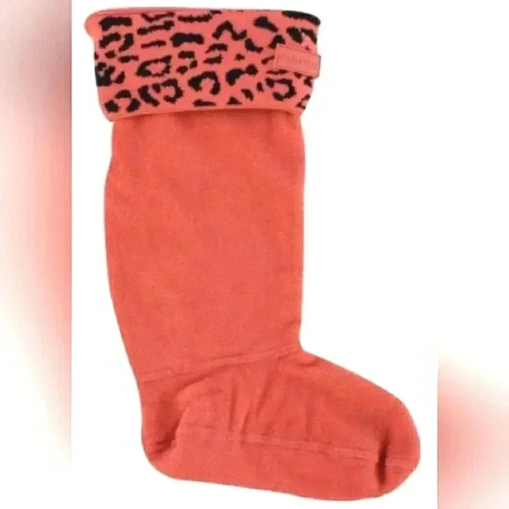 Hunter Snow Orange Leopard Boot Socks Children's Size Medium New